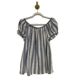 Max Studio NWT Peasant Blouse Size L Off The Shoulder Striped Top